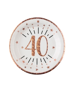 Platos Numero 40 Rosa 22.5cm Carton ***OFERTA DTO NO ACUMULABLE
