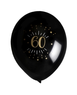 Globos Latex Negro Numero 60 23cm Latex ***OFERTA DTO NO ACUMULABLE