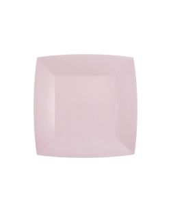Platos cuadrado peque&ntilde;o Rosa Claro 18x18cm fibra natural 290gr/m2 ***OFERTA DTO NO ACUMULABLE