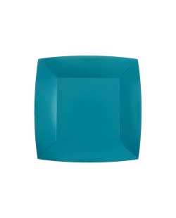 Platos cuadrado peque&ntilde;o Azul Agua 18x18cm fibra natural 290gr/m2 ***OFERTA DTO NO ACUMULABLE