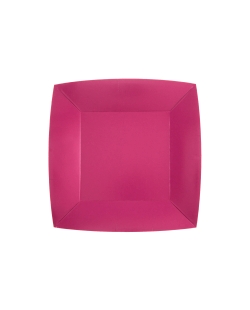 Platos cuadrado peque&ntilde;o Fucsia 18x18cm fibra natural 290gr/m2 ***OFERTA DTO NO ACUMULABLE