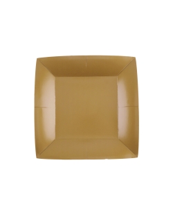 Platos cuadrado peque&ntilde;o Oro 18x18cm fibra natural 290gr/m2 ***OFERTA DTO NO ACUMULABLE