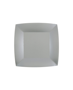 Platos cuadrado peque&ntilde;o Plata 18x18cm fibra natural 290gr/m2 ***OFERTA DTO NO ACUMULABLE