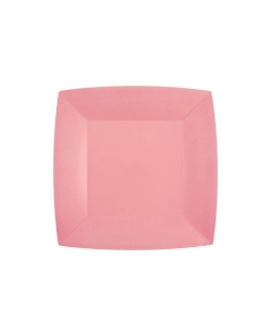 Platos cuadrado peque&ntilde;o Rosa 18x18cm fibra natural 290gr/m2 ***OFERTA DTO NO ACUMULABLE