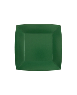 Platos cuadrado peque&ntilde;o Verde Oscuro 18x18cm fibra natural 290gr/m2 ***OFERTA DTO NO ACUMULABLE