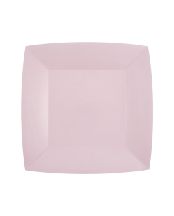 Platos cuadrado grande Rosa Claro 23x23cm fibra natural 290gr/m2 ***OFERTA DTO NO ACUMULABLE