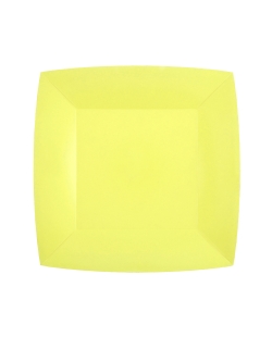 Platos cuadrado grande Amarillo Limon 23x23cm fibra natural 290gr/m2 ***OFERTA DTO NO ACUMULABLE