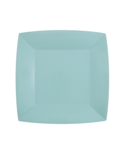 Platos cuadrado grande Azul Claro 23x23cm fibra natural 290gr/m2 ***OFERTA DTO NO ACUMULABLE