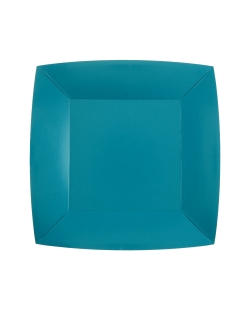 Platos cuadrado grande Azul Agua 23x23cm fibra natural 290gr/m2 ***OFERTA DTO NO ACUMULABLE