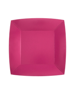 Platos cuadrado grande Fucsia 23x23cm fibra natural 290gr/m2 ***OFERTA DTO NO ACUMULABLE