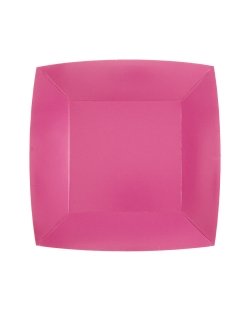 Platos cuadrado grande Rosa Caramelo 23x23cm fibra natural 290gr/m2 ***OFERTA DTO NO ACUMULABLE