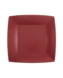 Platos cuadrado grande Burdeos 23x23cm fibra natural 290gr/m2 ***OFERTA DTO NO ACUMULABLE