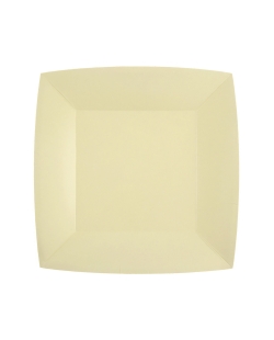Platos cuadrado grande Marfil 23x23cm fibra natural 290gr/m2 ***OFERTA DTO NO ACUMULABLE