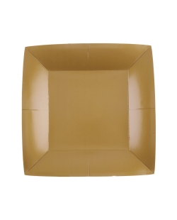 Platos cuadrado grande Oro 23x23cm fibra natural 290gr/m2 ***OFERTA DTO NO ACUMULABLE