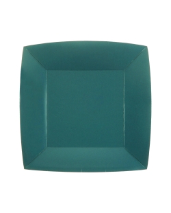 Platos cuadrado grande Azul Pato 23x23cm fibra natural 290gr/m2 ***OFERTA DTO NO ACUMULABLE