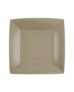 Platos cuadrado grande Marron Gris Topo Topo 23x23cm fibra natural 290gr/m2 ***OFERTA DTO NO ACUMULABLE