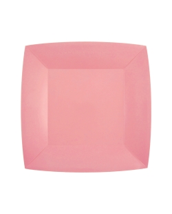Platos cuadrado grande Rosa 23x23cm fibra natural 290gr/m2 ***OFERTA DTO NO ACUMULABLE