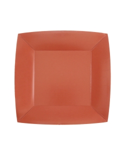 Platos cuadrado grande Terracota 23x23cm fibra natural 290gr/m2 ***OFERTA DTO NO ACUMULABLE