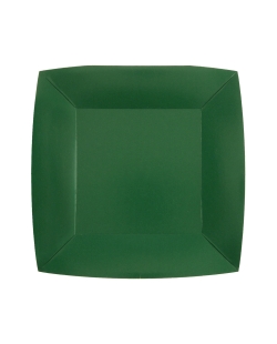Platos cuadrado grande Verde Oscuro 23x23cm fibra natural 290gr/m2 ***OFERTA DTO NO ACUMULABLE