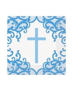 Servilletas 33X33cm Comunion Cruz Azul
