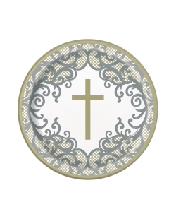 Platos 17,5cm Comunion Cruz Oro