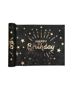 Camino Mesa Happy Bday Dorado 30cm X 5m Tejido No Tejido Poliester ***OFERTA DTO NO ACUMULABLE