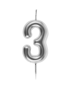 Vela Plata Numero 3 4X9cm Parafina Y Plastico ***OFERTA DTO NO ACUMULABLE