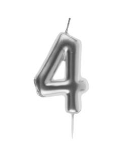 Vela Plata Numero 4 4X9cm Parafina Y Plastico ***OFERTA DTO NO ACUMULABLE