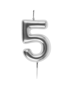 Vela Plata Numero 5 4X9cm Parafina Y Plastico ***OFERTA DTO NO ACUMULABLE