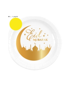 Platos Eid Mubarak Dorado 22.5cm Carton ***OFERTA DTO NO ACUMULABLE