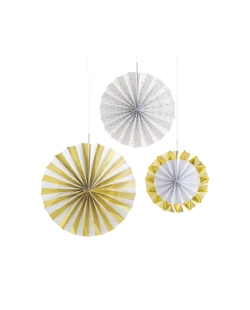 Deco Colgante Abanico Oro Y Blanco