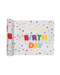 Camino Mesa Happy Bday Globos 28cm X 3m Tejido No Tejido Poliester ***OFERTA DTO NO ACUMULABLE
