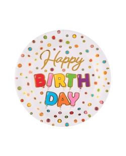 Platos Happy Bday Globos 22.5cm Carton ***OFERTA DTO NO ACUMULABLE