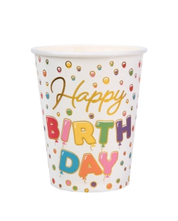 Vasos Happy Bday Globos 7.8 X 9.7cm 27cl Carton ***OFERTA DTO NO ACUMULABLE