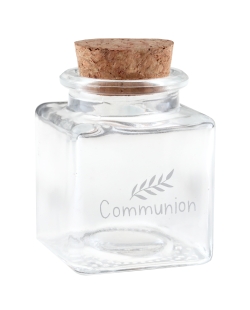 Tarro Cuadrado Comunion 4X4X6cm Vidrio Y Corcho ***OFERTA DTO NO ACUMULABLE