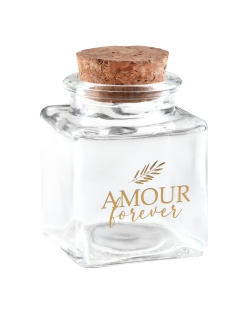 Tarro Cuadrado Amor Eterno 4X4X6cm Vidrio Y Corcho ***OFERTA DTO NO ACUMULABLE