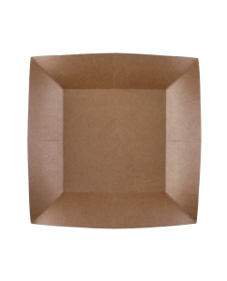 Platos cuadrado grande Kraft 23x23cm fibra natural 290gr/m2 ***OFERTA DTO NO ACUMULABLE