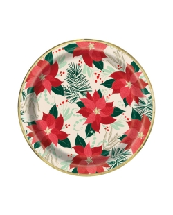 Platos 22,8cm Poinsettia Metal Carton