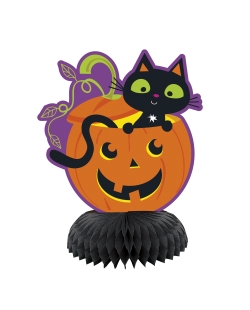 Deco Mini Nido Abeja Gato Y Calabaza 15,2cm