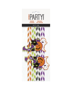 Pajitas Rayadas Halloween Papel