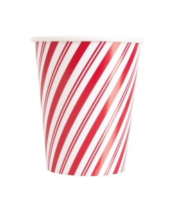 Vasos 266ml Muñeco Nieve Rayas Rojas Carton