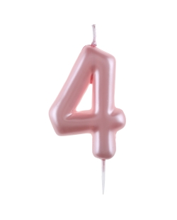 Vela Rosa Pstl Numero 4 4X9cm Parafina Y Plastico ***OFERTA DTO NO ACUMULABLE
