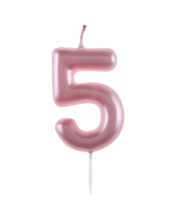 Vela Rosa Pstl Numero 5 4X9cm Parafina Y Plastico ***OFERTA DTO NO ACUMULABLE