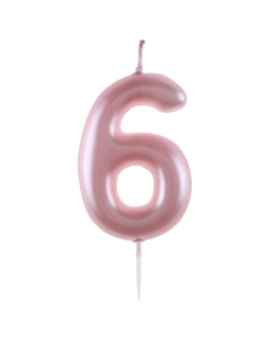 Vela Rosa Pstl Numero 6 4X9cm Parafina Y Plastico ***OFERTA DTO NO ACUMULABLE