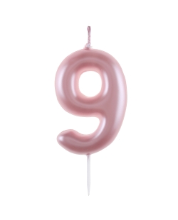 Vela Rosa Pstl Numero 9 4X9cm Parafina Y Plastico ***OFERTA DTO NO ACUMULABLE