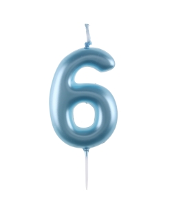 Vela Azul Pstl Numero 6 4X9cm Parafina Y Plastico ***OFERTA DTO NO ACUMULABLE