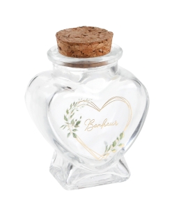 Tarro Corazon Bonheur 5.5 X 4 X 7cm Vidrio Y Corcho ***OFERTA DTO NO ACUMULABLE