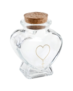 Tarro Corazon Ceremonia Oro 5.5X4X7cm Vidrio Y Corcho ***OFERTA DTO NO ACUMULABLE