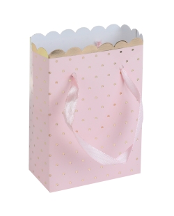 Bolsas Puntos Oro Rosa 6 X 3 X 7cm Carton Y Saten ***OFERTA DTO NO ACUMULABLE