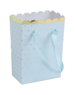 Bolsas Puntos Oro Azul Pastel 6 X 3 X 7cm Carton Y Saten ***OFERTA DTO NO ACUMULABLE